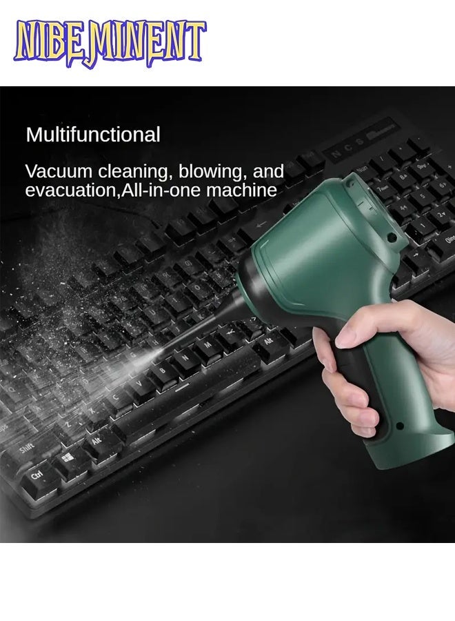 NIBEMINENT 3-in-1 High Power Wireless Handheld Vacuum Cleaner, USB Rechargeable with Multiple Suction Nozzles, Used for Suction, Air Extraction, and Blowing, Suitable for All Scenarios, Home, Car, and Pet Hair（Green） - Image 4